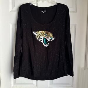 Women’s Black Sparkle Long Sleeve Jacksonville Jaguars Shirt Team Apparel Size L